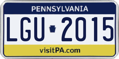 PA license plate LGU2015