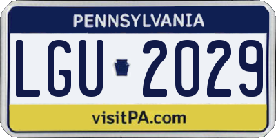 PA license plate LGU2029