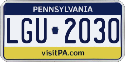 PA license plate LGU2030