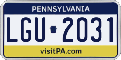 PA license plate LGU2031