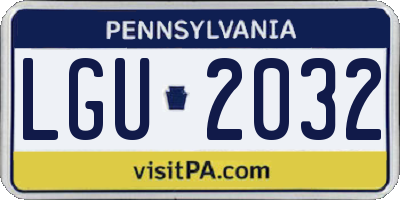 PA license plate LGU2032