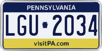 PA license plate LGU2034