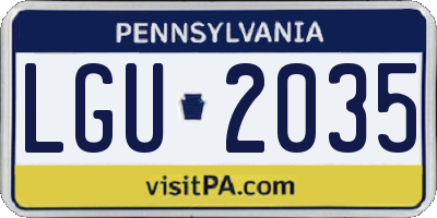 PA license plate LGU2035