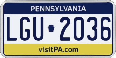PA license plate LGU2036