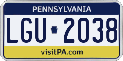 PA license plate LGU2038