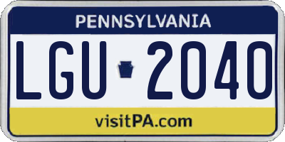 PA license plate LGU2040
