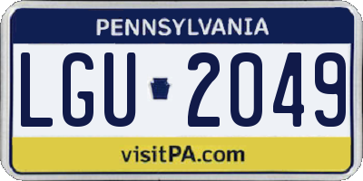 PA license plate LGU2049