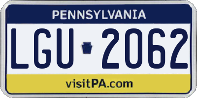 PA license plate LGU2062
