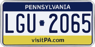 PA license plate LGU2065