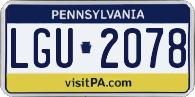 PA license plate LGU2078