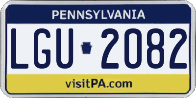 PA license plate LGU2082