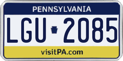 PA license plate LGU2085