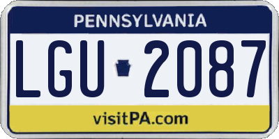 PA license plate LGU2087