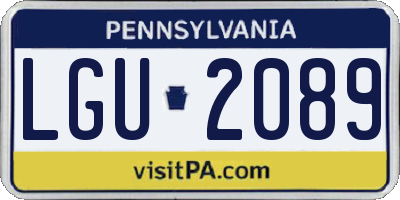 PA license plate LGU2089