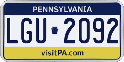 PA license plate LGU2092