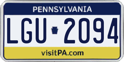PA license plate LGU2094
