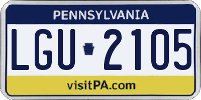 PA license plate LGU2105