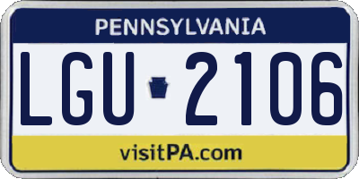 PA license plate LGU2106