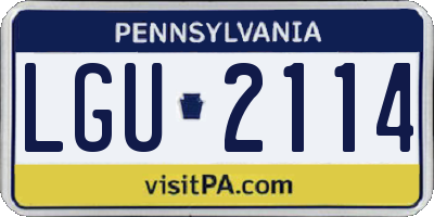 PA license plate LGU2114