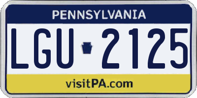 PA license plate LGU2125