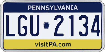 PA license plate LGU2134