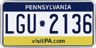 PA license plate LGU2136