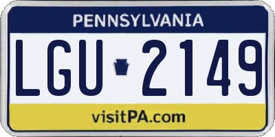 PA license plate LGU2149