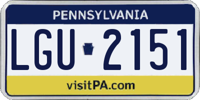 PA license plate LGU2151
