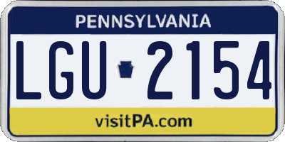 PA license plate LGU2154