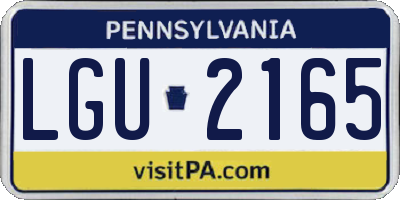 PA license plate LGU2165