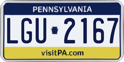 PA license plate LGU2167