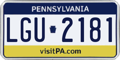 PA license plate LGU2181