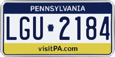 PA license plate LGU2184