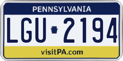 PA license plate LGU2194