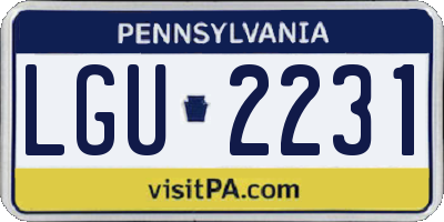 PA license plate LGU2231