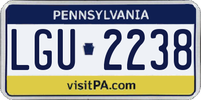PA license plate LGU2238