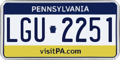 PA license plate LGU2251