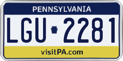 PA license plate LGU2281