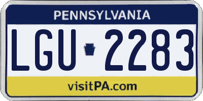 PA license plate LGU2283