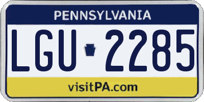 PA license plate LGU2285