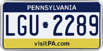 PA license plate LGU2289