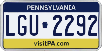 PA license plate LGU2292