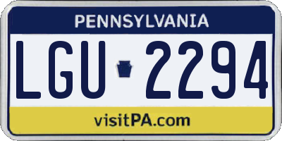 PA license plate LGU2294