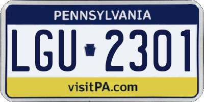 PA license plate LGU2301