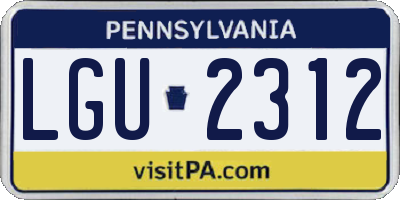 PA license plate LGU2312