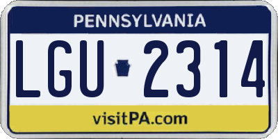 PA license plate LGU2314