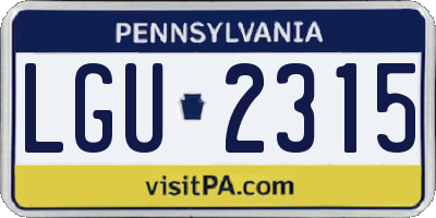 PA license plate LGU2315