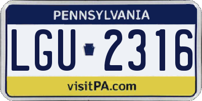 PA license plate LGU2316
