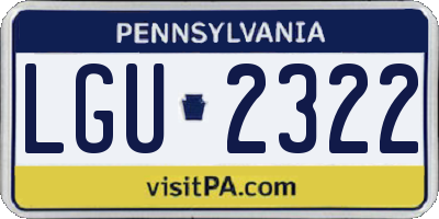 PA license plate LGU2322