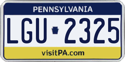 PA license plate LGU2325
